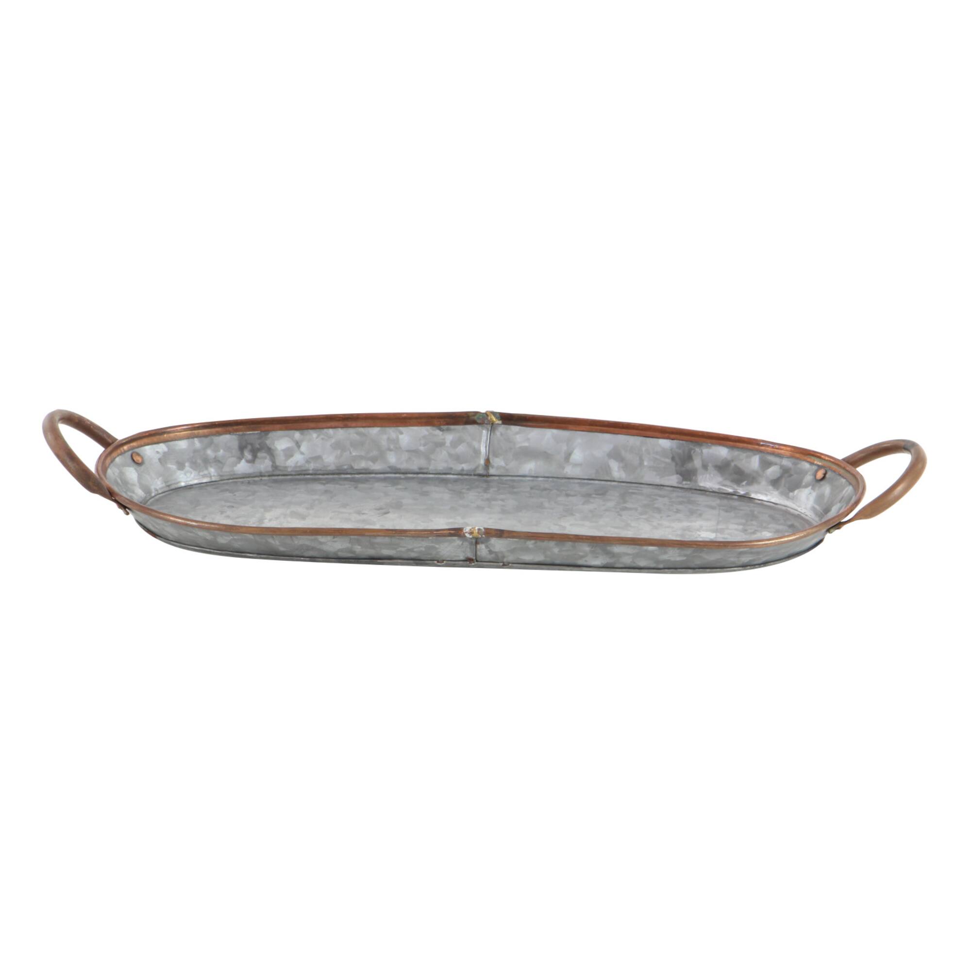Set of 3" Grey Metal Farmhouse Tray, 14", 22", 28"
